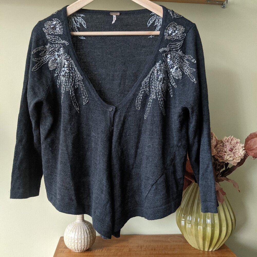 Free People Sequined Cardigan